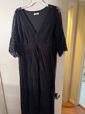 Black Lace V-Neck Women’s Dress